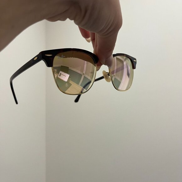 Brown Frame Gold/Pink Lenses Ray Ban Sunglasses - Picture 4 of 4